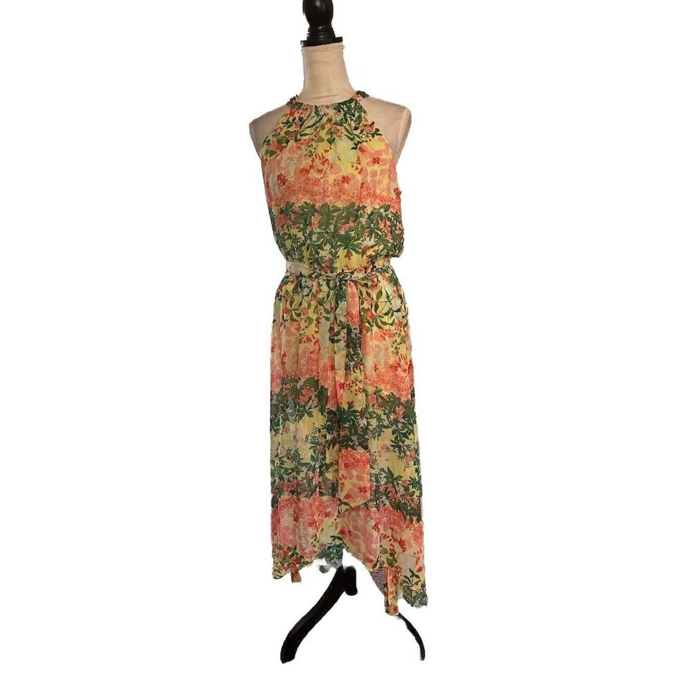 Anne Klein Women's Floral-Print Halter-Neck High-Low Dress Size 8 New With Tags